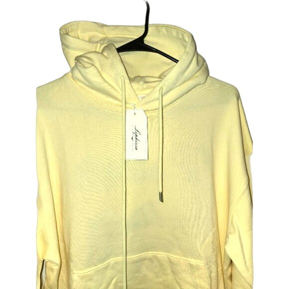 Womens Yellow Hoodie w/ Floral Embroidery LARGE - Picture 4 of 13